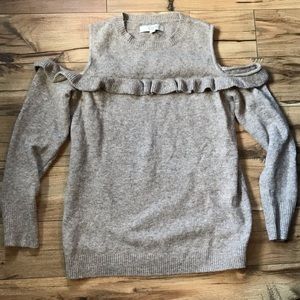 LOFT Soft Taupe Cold Shoulder Sweater (size M)